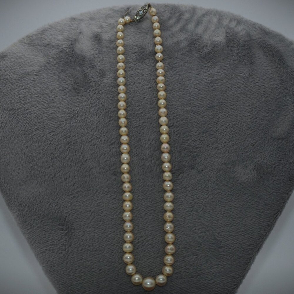 White Cultured Pearl Graduated 6-9 mm Single Strand w/ 925 Sterling Silver Clasp